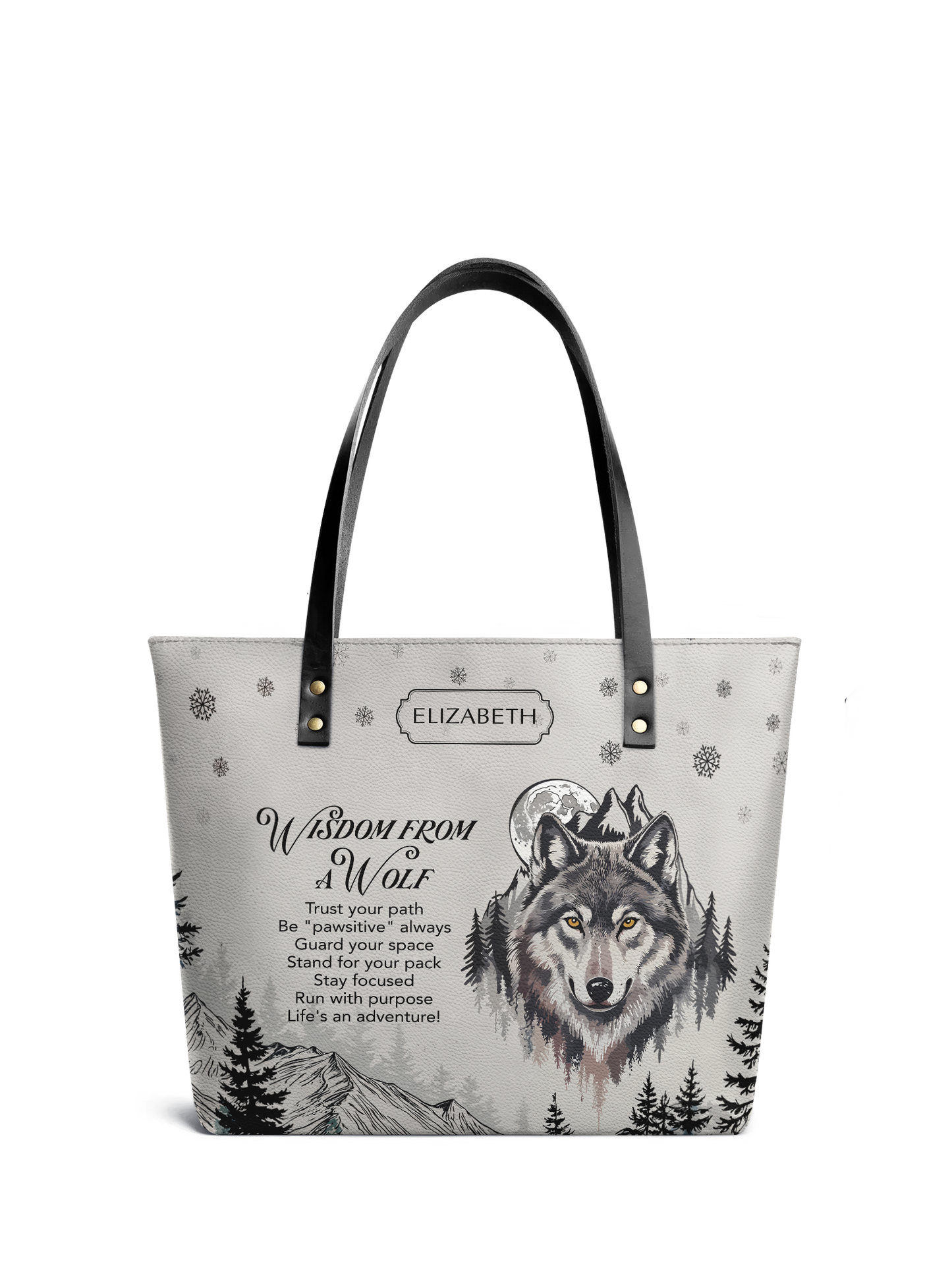 Wisdom From A Wolf ANRZ02015020MK Leather Tote Bag