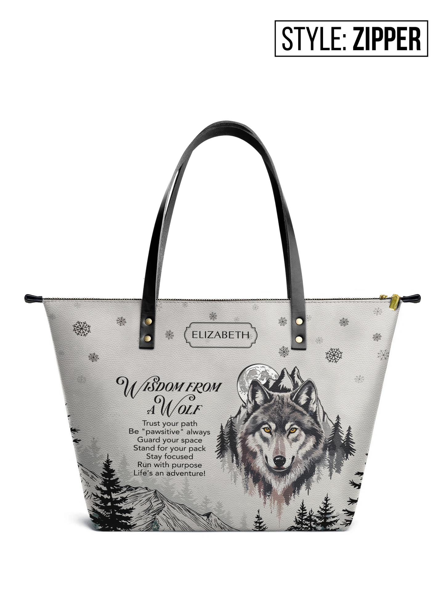 Wisdom From A Wolf ANRZ02015020MK Leather Tote Bag