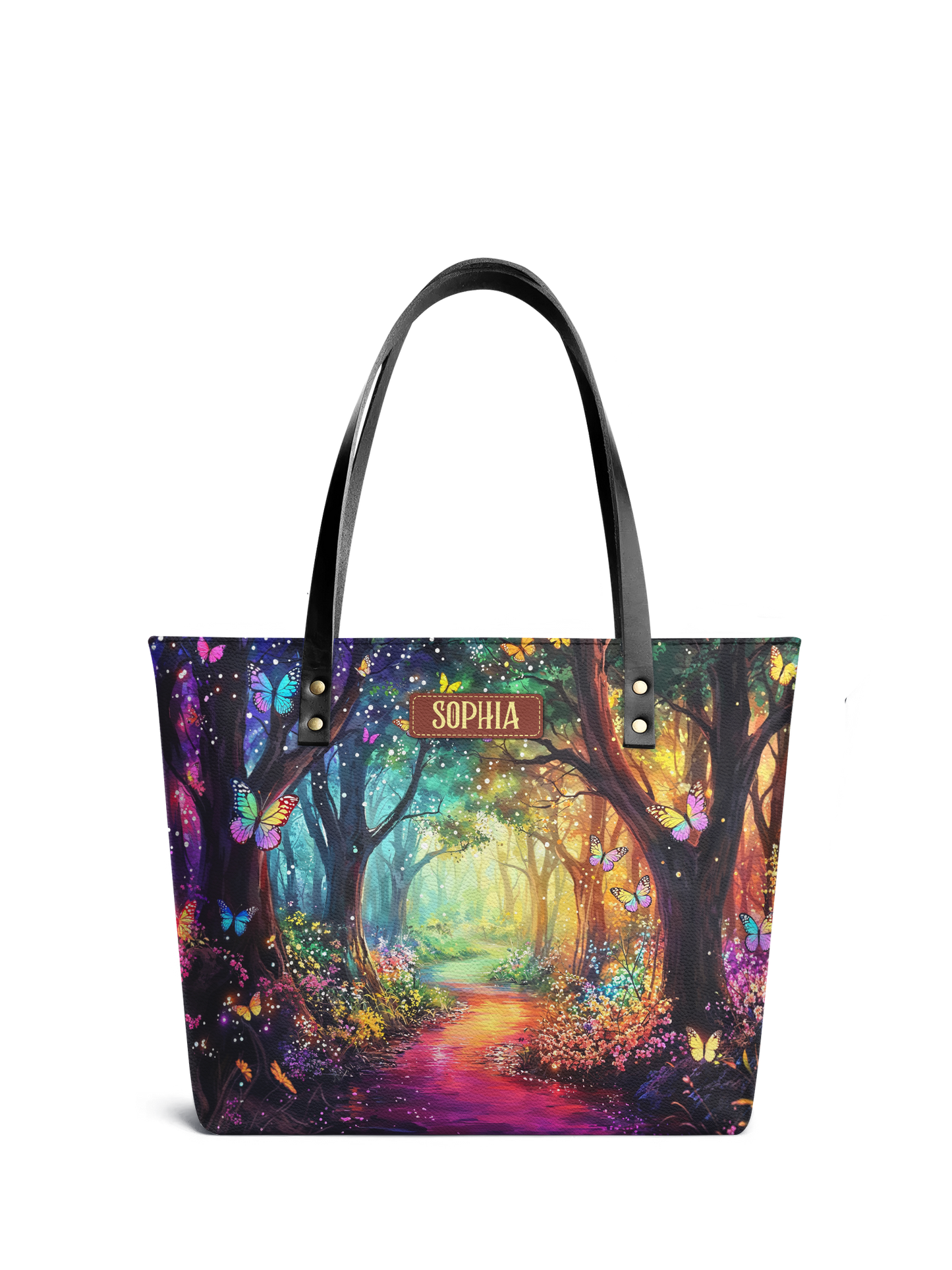 Wonderland Butterfly Jungle HHRZ07012163TO Leather Tote Bag