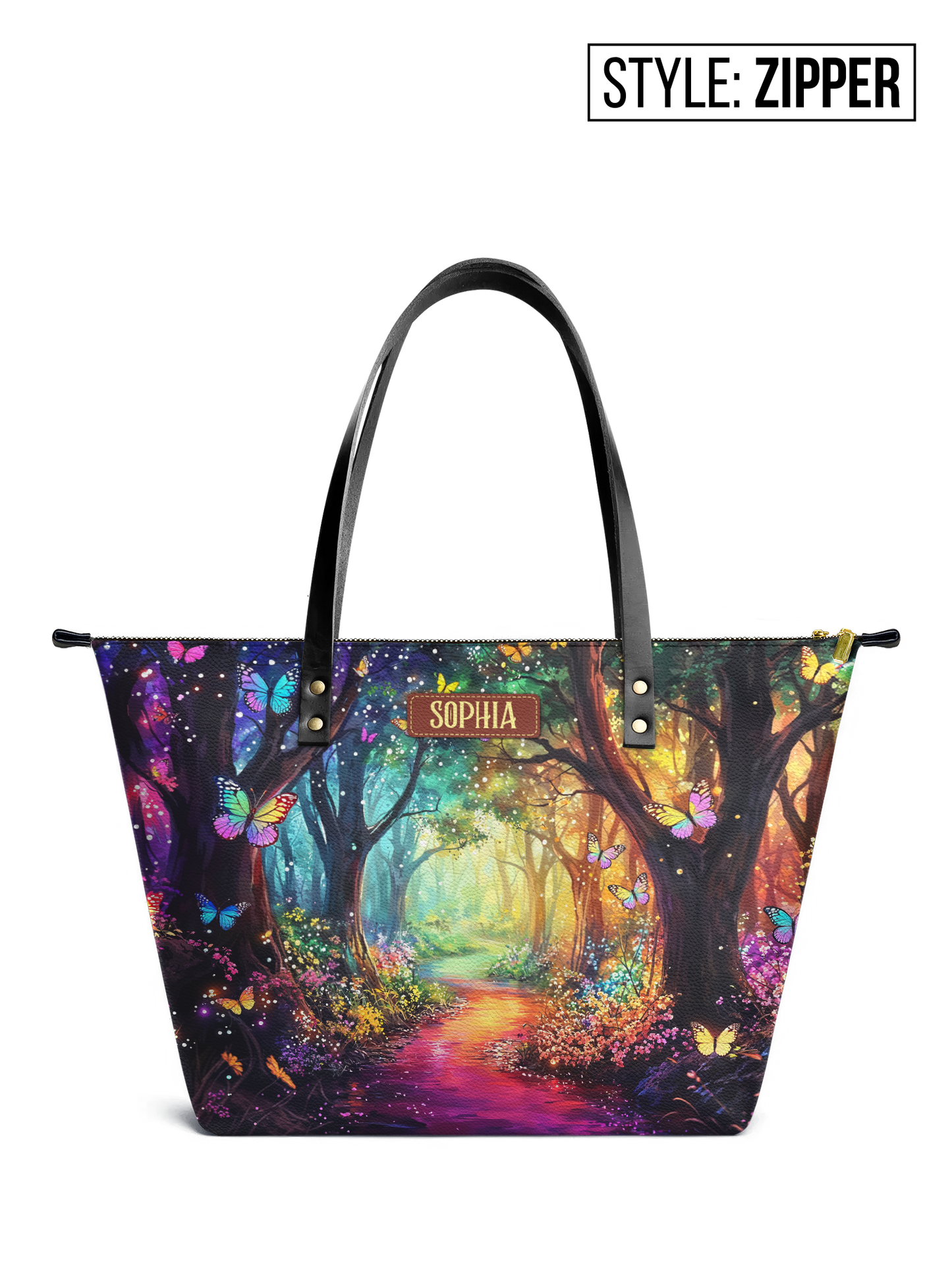 Wonderland Butterfly Jungle HHRZ07012163TO Leather Tote Bag