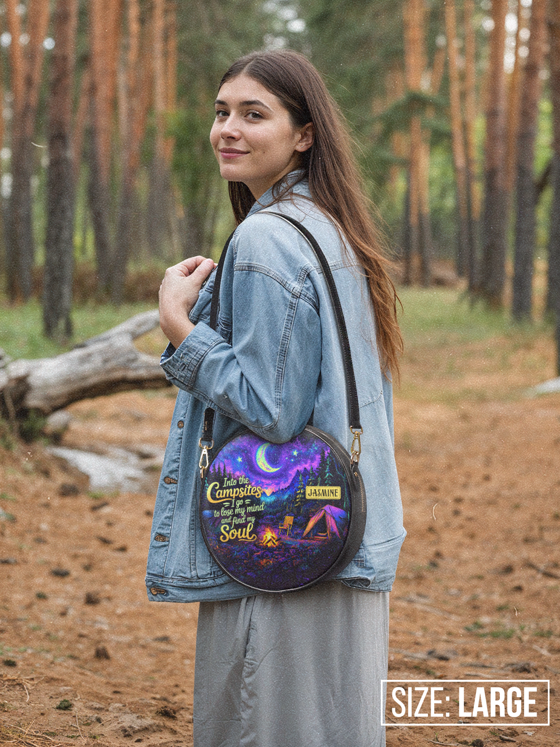 Into The Campsites I Go To Lose My Mind And Find My Soul Campfire Jungle HHRZ02014371ZO Circle Crossbody Bag