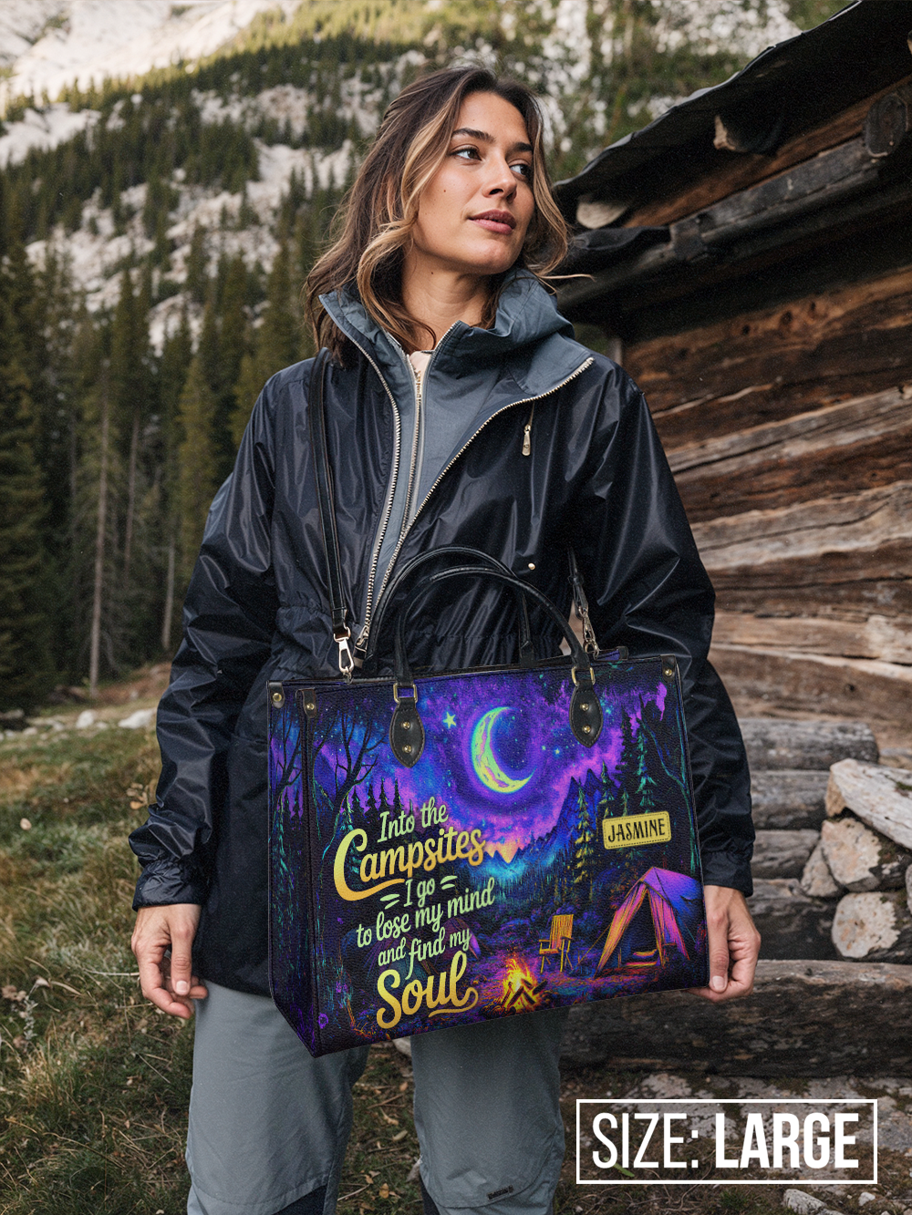 Into The Campsites I Go To Lose My Mind And Find My Soul Campfire Jungle HHRZ27129026LM Leather Bag