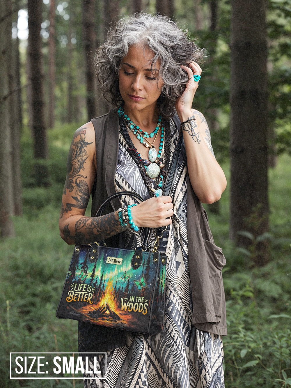 Life Is Better In The Woods Campfire Jungle HHRZ27129292UR Leather Bag