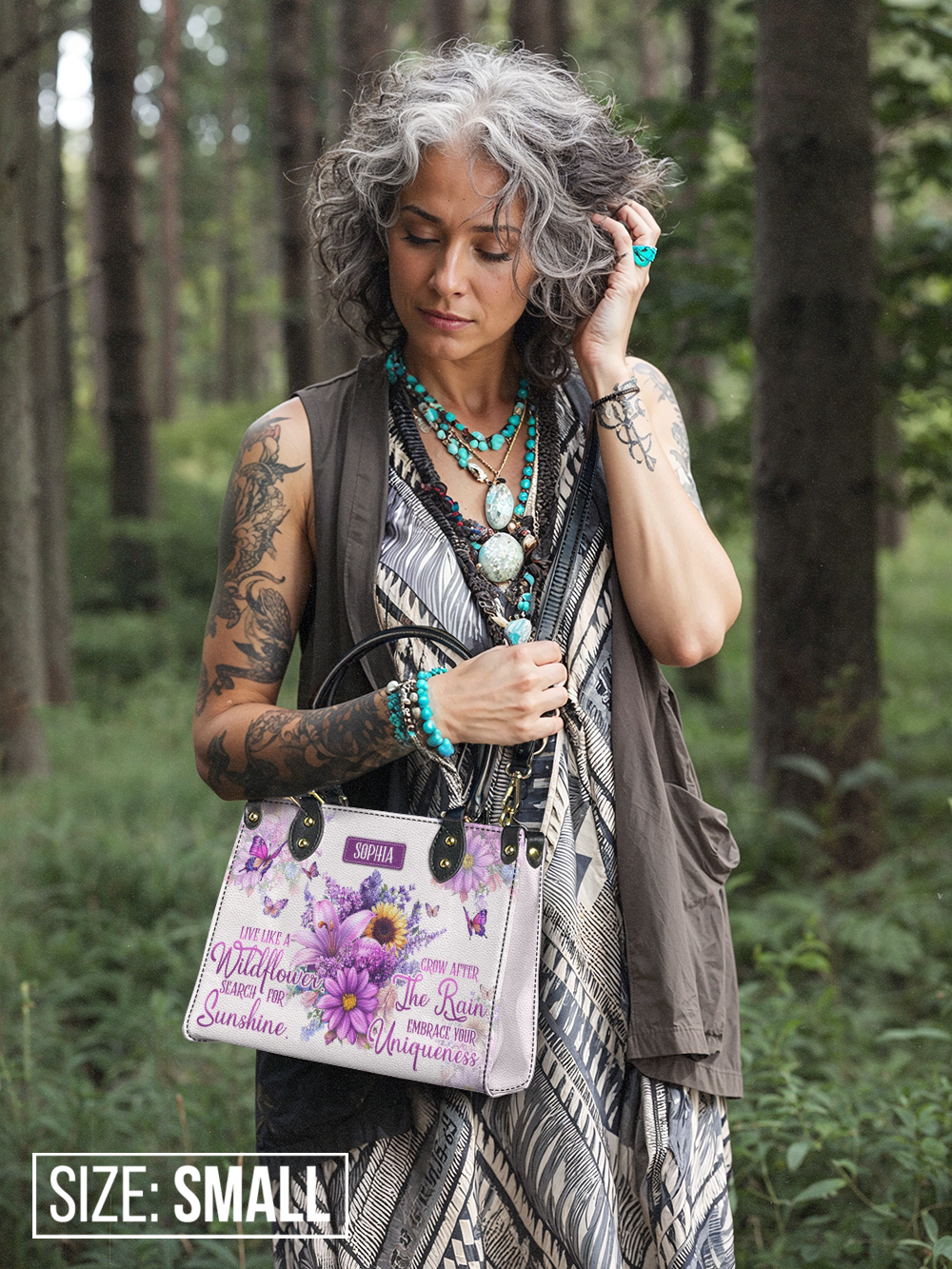 Live Like A Wildflower Search For Sunshine Grow After The Rain Embrace You Uniqueness Butterfly HHRZ27121688QB Leather Bag