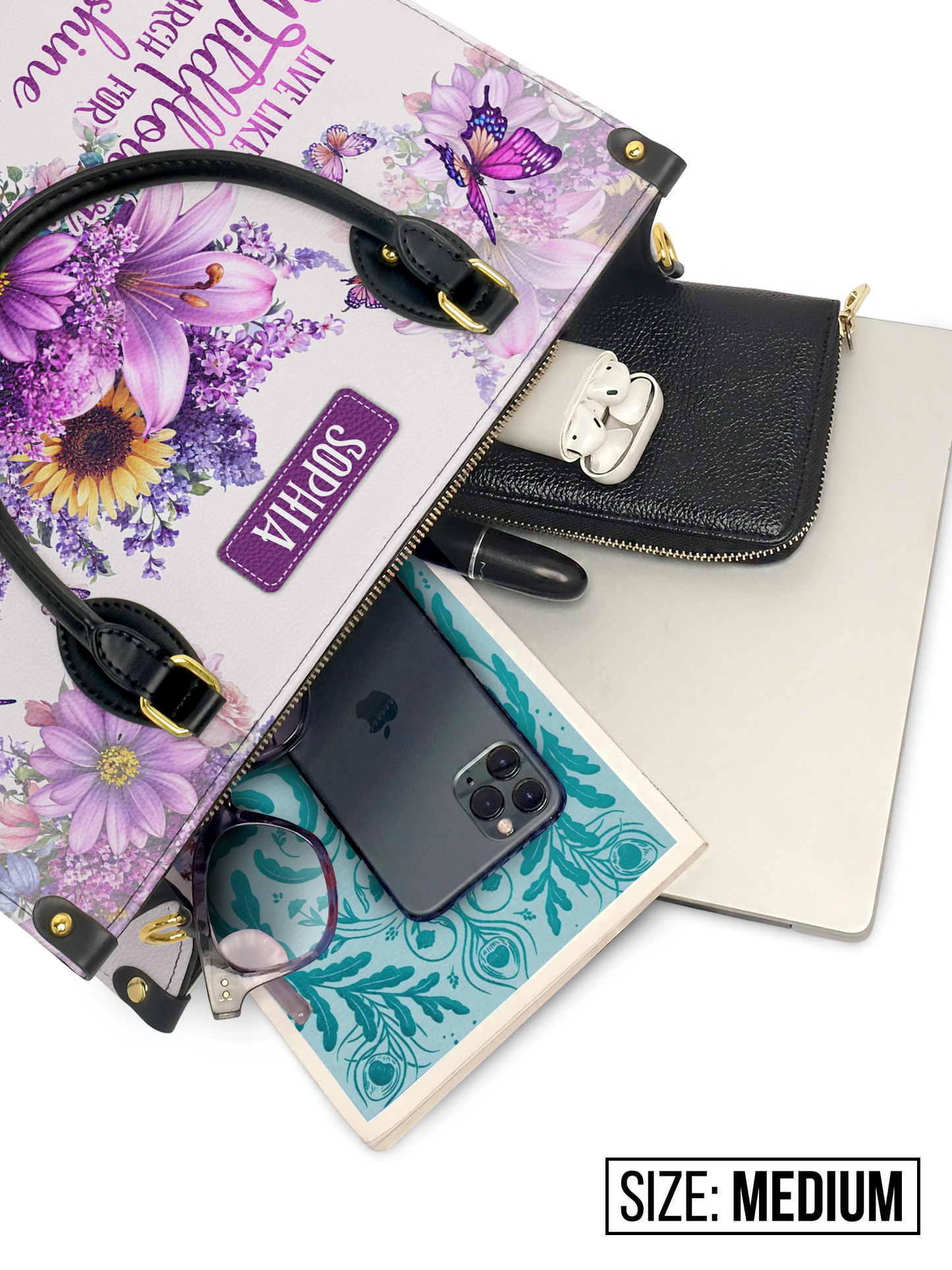 Live Like A Wildflower Search For Sunshine Grow After The Rain Embrace You Uniqueness Butterfly HHRZ27121688QB Leather Bag