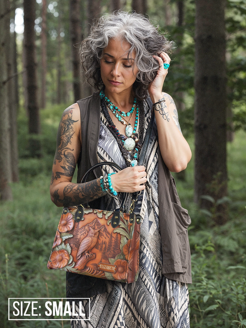 Owl Flower Jungle ANRZ27124821KY Leather Bag