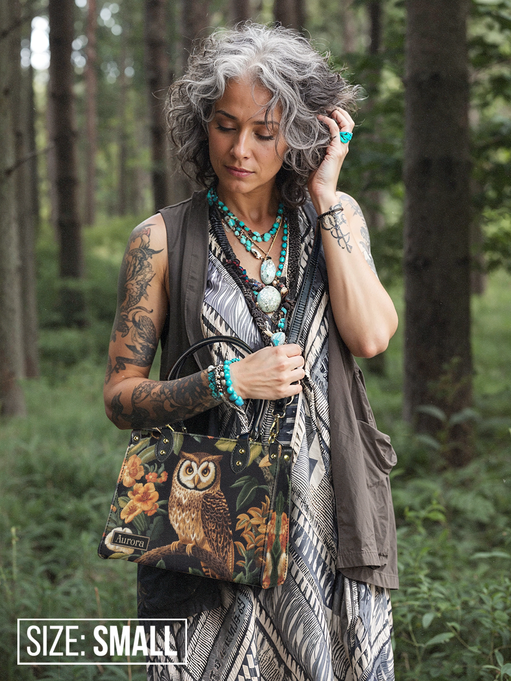 Owl Flower HTRZ27127805BE Leather Bag