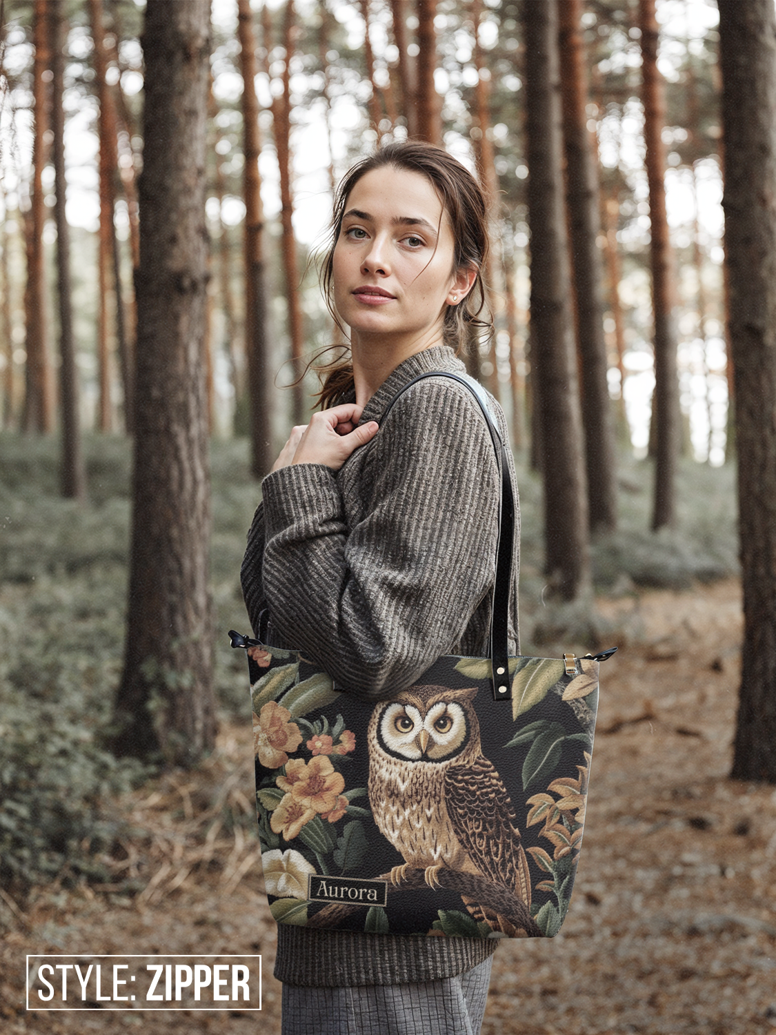 Owl Flower HTRZ30122093QI Leather Tote Bag