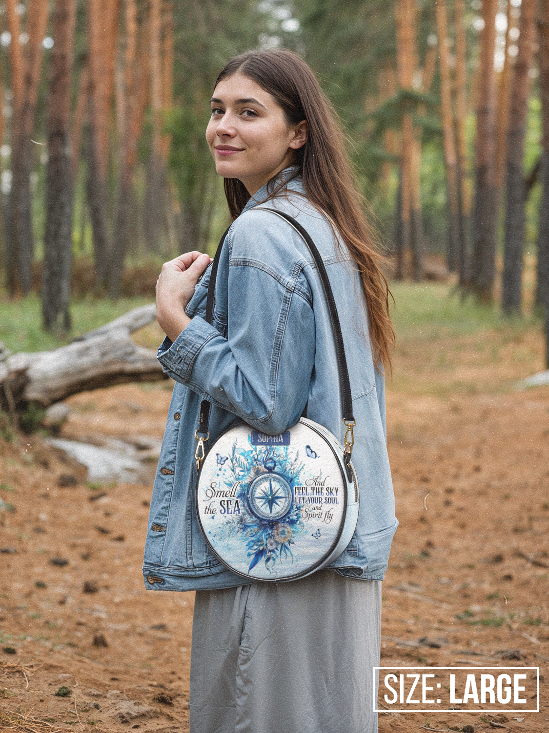 Smell The Sea And Feel The Sky Let Your Soul And Spirit Fly Compass HHRZ02013610UK Circle Crossbody Bag