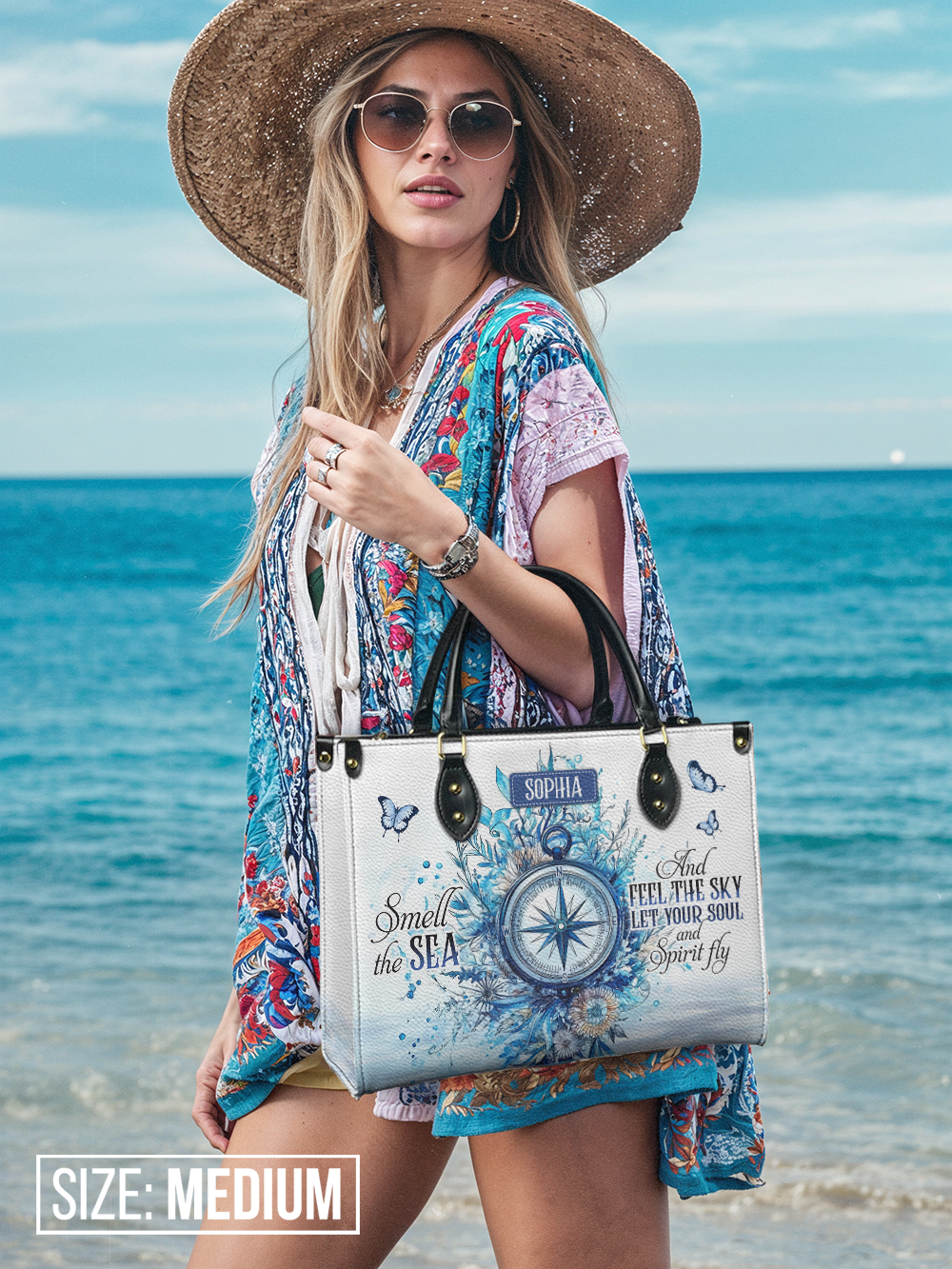 Smell The Sea And Feel The Sky Let Your Soul And Spirit Fly Compass HHRZ27129394IO Leather Bag