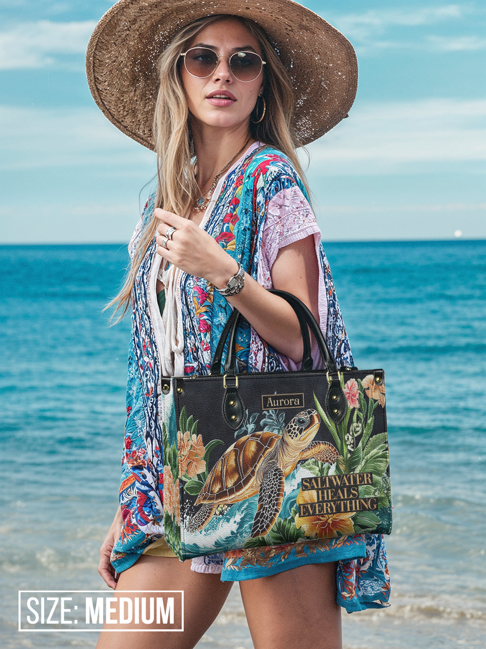 Saltwater Heals Everything Turtle Beach HTRZ27129357EN Leather Bag