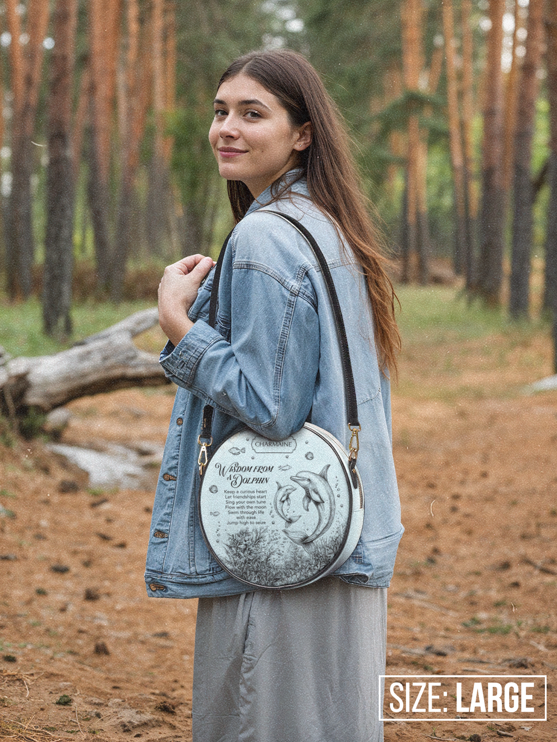 Wisdom From A Dolphin HHRZ02019003QM Circle Crossbody Bag