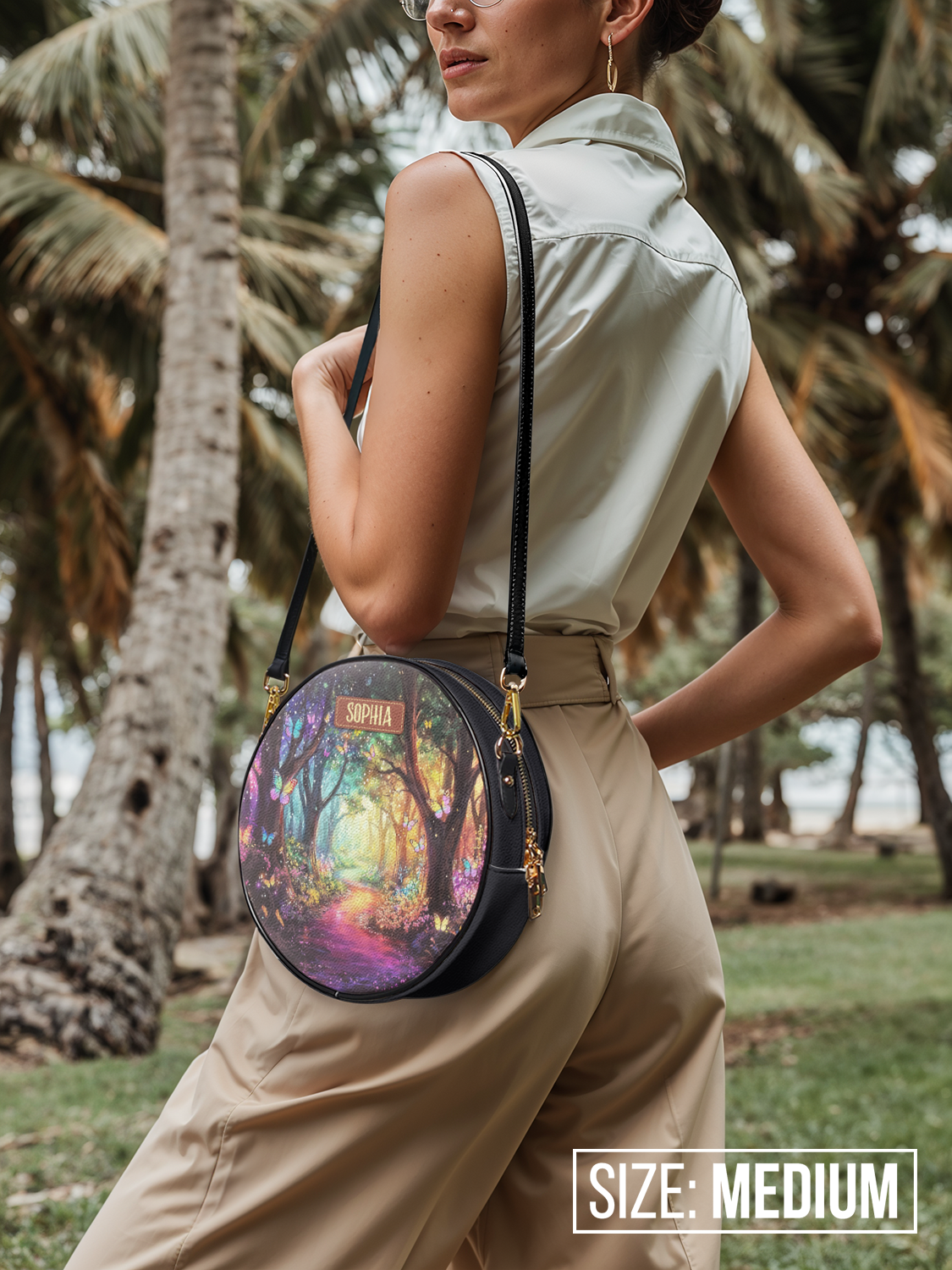 Wonderland Butterfly Jungle HHRZ02019296CQ Circle Crossbody Bag